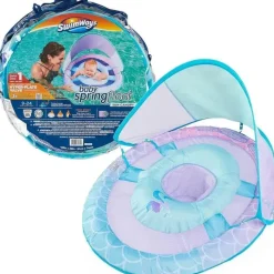 Spin Master - Swimways Sun Canopy Inflável Bebê Flutuador de Primavera para Crianças de 9 a 24 Meses, Sereia Hot