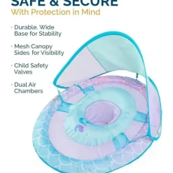 Spin Master - Swimways Sun Canopy Inflável Bebê Flutuador de Primavera para Crianças de 9 a 24 Meses, Sereia Hot