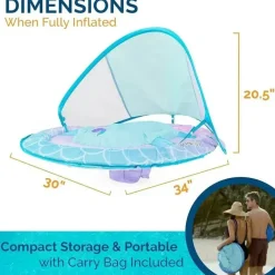 Spin Master - Swimways Sun Canopy Inflável Bebê Flutuador de Primavera para Crianças de 9 a 24 Meses, Sereia Hot