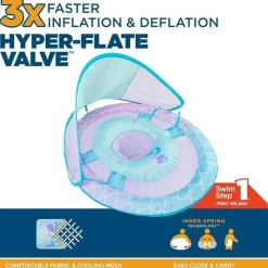 Spin Master - Swimways Sun Canopy Inflável Bebê Flutuador de Primavera para Crianças de 9 a 24 Meses, Sereia Hot
