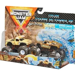 Spin Master Monster Jam, Monster Trucks Die-Cast que mudam de cor 2-Pack, 1:64 Scale Bulldozer vs Team Meents (estilos podem variar) Best