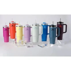 Stanley - Quencher H2.0 FlowState Copo térmico de aço inoxidável com isolamento a vácuo, 30 oz, Pomelo Fashion