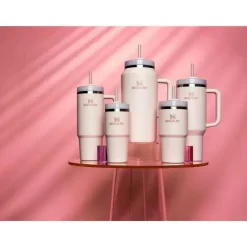 Stanley - Quencher H2.0 FlowState Copo térmico de aço inoxidável com isolamento a vácuo, 40 oz, quartzo rosa Fashion