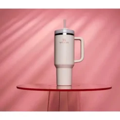 Stanley - Quencher H2.0 FlowState Copo térmico de aço inoxidável com isolamento a vácuo, 40 oz, quartzo rosa Fashion