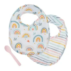 Stephen Joseph - Conjunto de babador de musselina, arco-íris Fashion