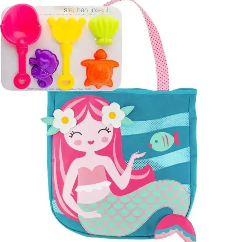 stephen_joseph__totes_de__SKUkWYhbAE1_0.webp Stephen Joseph - Totes de praia e conjunto de brinquedos de areia, sereia Outlet