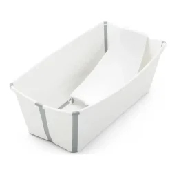 Stokke - Pacote de banho Flexi Banheira dobrável para bebê com suporte para recém-nascido, branco/cinza Hot