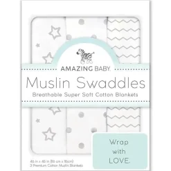 Swaddle Designs - Cobertores de musselina 3Pk, Sterling Stargazer Sale