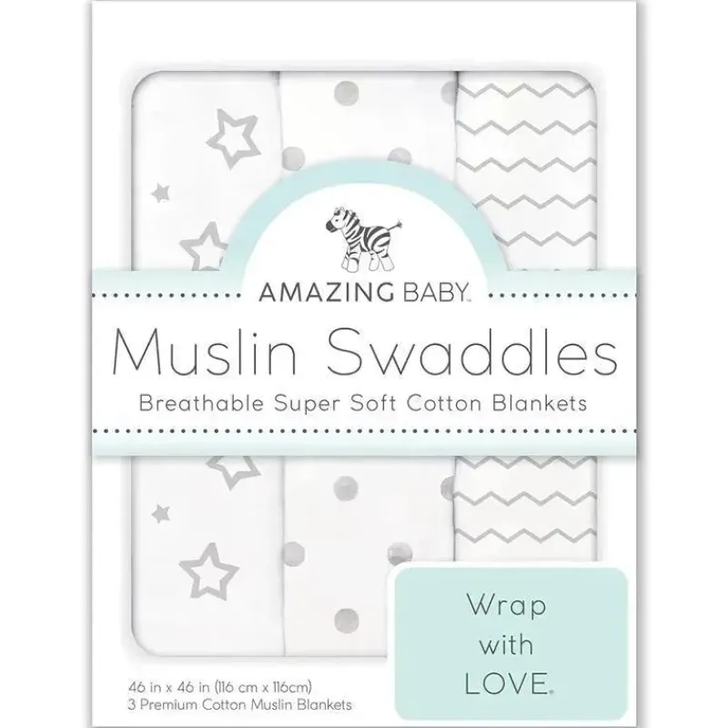 swaddle_designs__cobertor_SKUAaF5ZYl2_4.webp Swaddle Designs - Cobertores de musselina 3Pk, Sterling Stargazer Sale