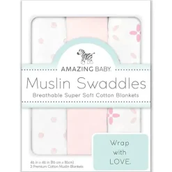 Swaddle Designs - Cobertores de musselina 3Pk, Springfield rosa Clearance