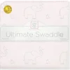 Swaddle Designs – Cobertor Swaddle Ultimate, Elefantes Sterling Deco, Rosa Outlet