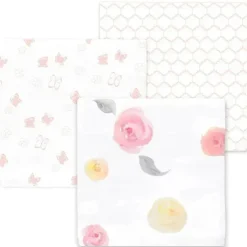 Swaddle Designs - 3Pk mantas de musselina, rosas em aquarela Fashion