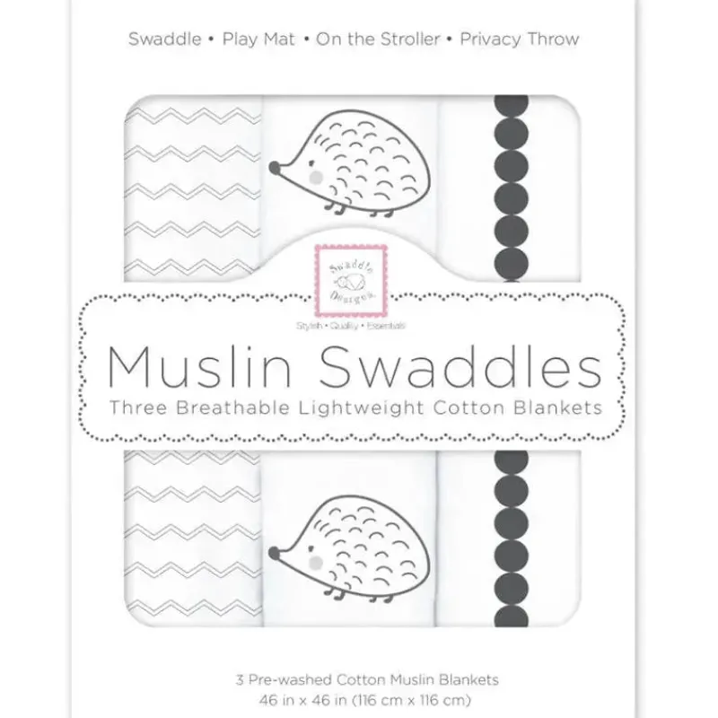 swaddle_designs__pk_manta_SKUdoALlSNS_0.webp Swaddle Designs - 3Pk mantas de musselina, ouriço e caipira Fashion