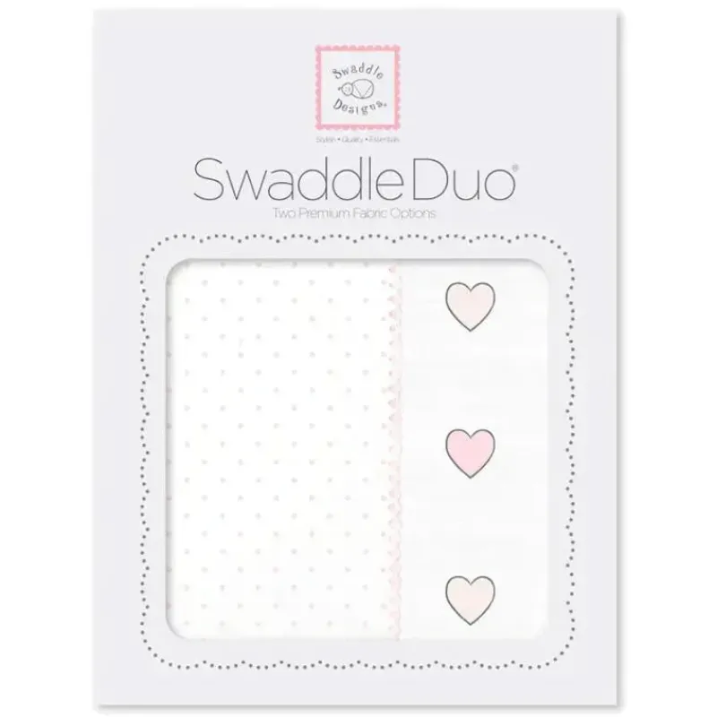 swaddle_designs__pk_swadd_SKUjV2qfOpH_0.webp Swaddle Designs - 2Pk Swaddleduo, bolinhas rosa pastel + corações Fashion