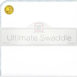 Swaddle Designs – Ultimate Swaddle Blanket, branco com acabamento em azul pastel Discount