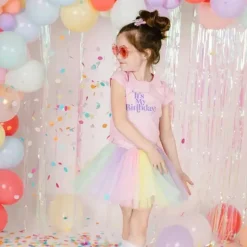 Sweet Wink – Camiseta de manga curta It's My Birthday para meninas e crianças Fashion