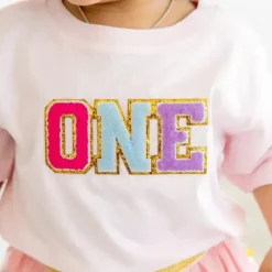 Sweet Wink – Camiseta de manga curta com patch de primeiro aniversário para crianças Discount