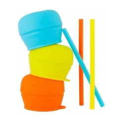 Boon Tampas de palha de silicone universal Snug Straw, 12M+ Laranja Multi Sale