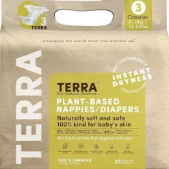 Terra Baby Terra - Fraldas 20Ct 85% Vegetais, Tamanho 3 Clearance