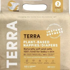 Terra Baby Terra - Fraldas 22Ct 85% Vegetais, Tamanho 2 Fashion