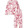 Tesa Babe - Conjunto de pijama de bambu com corações de dia dos namorados para meninas Hot