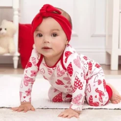 Tesa Babe - Macacão de bambu com corações de dia dos namorados para meninas New