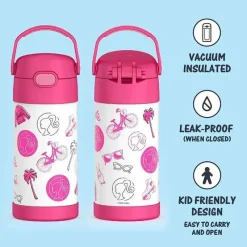 Thermos - garrafa de canudo isolada de aço inoxidável de 12 onças, Barbie Hot