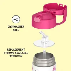 Thermos - garrafa de canudo isolada de aço inoxidável de 12 onças, Barbie Hot