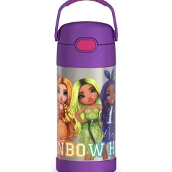 Thermos - Garrafa de canudo isolada de aço inoxidável de 12 onças, ARCO-ÍRIS ALTO Online