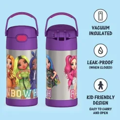 Thermos - Garrafa de canudo isolada de aço inoxidável de 12 onças, ARCO-ÍRIS ALTO Online