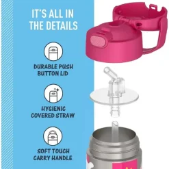 Thermos - Garrafa de canudo de aço inoxidável com isolamento a vácuo de 12 onças, Minnie Mouse Fashion
