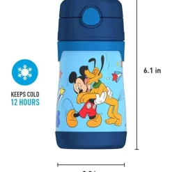 Thermos - Garrafa de canudo de aço inoxidável com isolamento a vácuo de 10 onças, Mickey Mouse Online