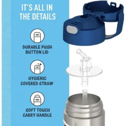 Thermos - Garrafa de canudo de aço inoxidável com isolamento a vácuo de 12 onças, Jurassic World Hot