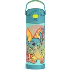 Thermos - Garrafa de palha de aço inoxidável com isolamento a vácuo de 16 onças, Stitch Sale