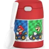 Thermos - Pote de alimentos com isolamento a vácuo de aço inoxidável com colher, 10 oz, Mario Kart Fashion