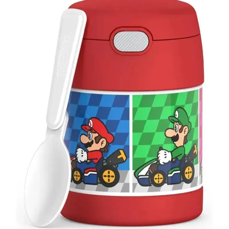thermos__pote_de_alimento_SKUjZlI1jGT_0.webp Thermos - Pote de alimentos com isolamento a vácuo de aço inoxidável com colher, 10 oz, Mario Kart Fashion