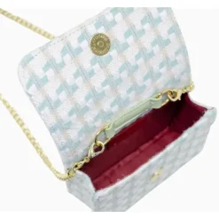 Tiny Treats - Tweed Pearl Handle Bow Purse, Blue New