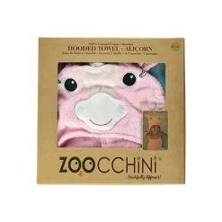 Zoocchini Toalha de banho de pelúcia com capuz para crianças Allie the Alicorn, rosa/verde Clearance