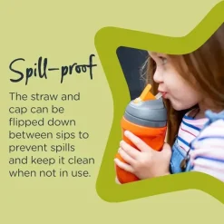 Tommee Tippee - Copo de palha isolado para crianças, à prova de derramamento, 9 onças, 12 m +, 2 contagens, azul e laranja New