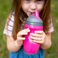 Tommee Tippee - Copo de palha isolado para crianças, à prova de derramamento, 9 onças, 12 m +, 2 contagens, azul e laranja New