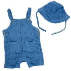 Rose Textiles Têxteis Rosa - 2 unidades de conjunto de macacão e chapéu de musselina para bebê menino, palmeira Online
