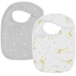 Living Textiles Têxteis Vivos - 2 unidades de babadores, Noah/Grey Stars Clearance