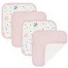 Living Textiles Têxteis Vivos - Panos de Lavar de Musselina Orgânica 4Pk, Botânicos/Blush New