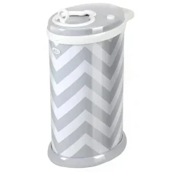 Ubbi - Balde de fraldas com trava de odor em aço, Chevron cinza New