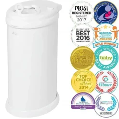 Ubbi - Balde de fraldas com trava de odor em aço, branco Fashion