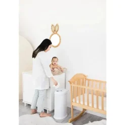 Ubbi - Balde de fraldas com trava de odor em aço, branco Fashion