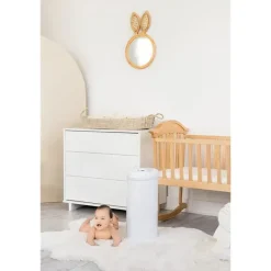 Ubbi - Balde de fraldas com trava de odor em aço, branco Fashion