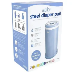Ubbi - Balde de fraldas com trava de odor em aço, azul nuvem Discount