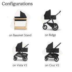 Uppababy - Bassinet V3, Compatible with Vista, Cruz, Ridge, Minu Strollers, Greyson (Charcoal Mélange/Carbon Frame) New