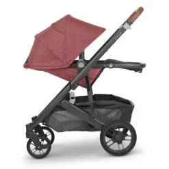 Uppababy - Cruz V2 Stroller, Lucy (Rosewood Mélange/Estrutura de Carbono/Couro Saddle) Outlet